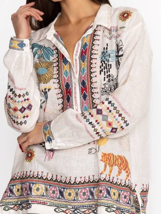 Johnny Was Biya heavily embroidered Sami blouse NWT RARE - Picture 3 of 12